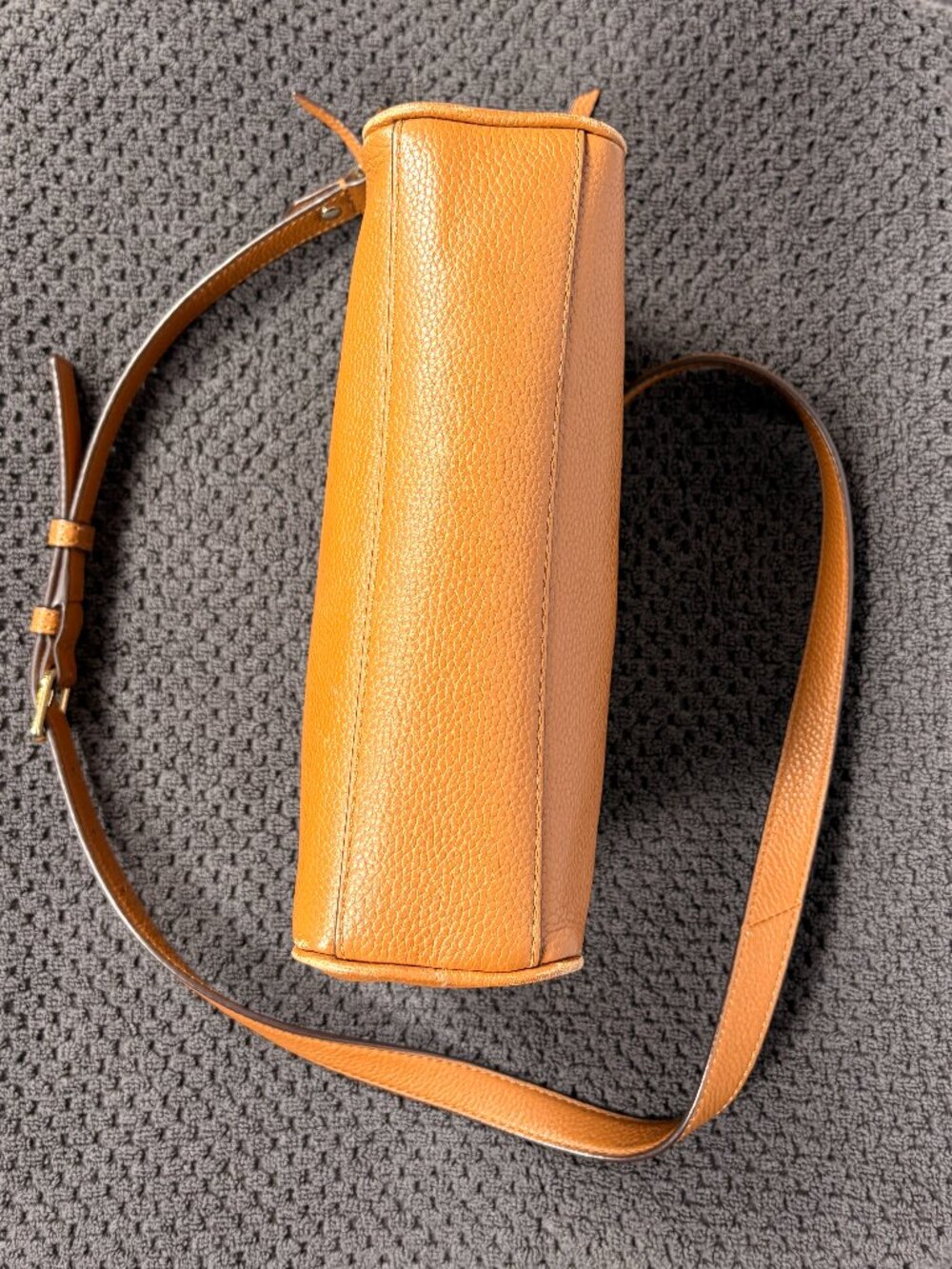 Kate Spade | Pebbled Leather Dome Crossbody Bag | Tan | Double Zip | Medium - Picture 8 of 14